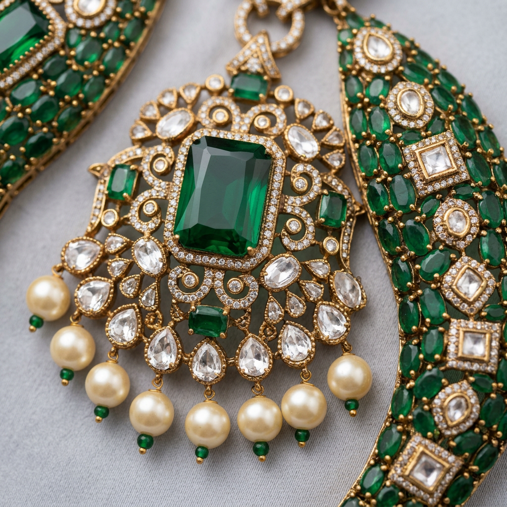 Noor-e-Green Moissanite Set