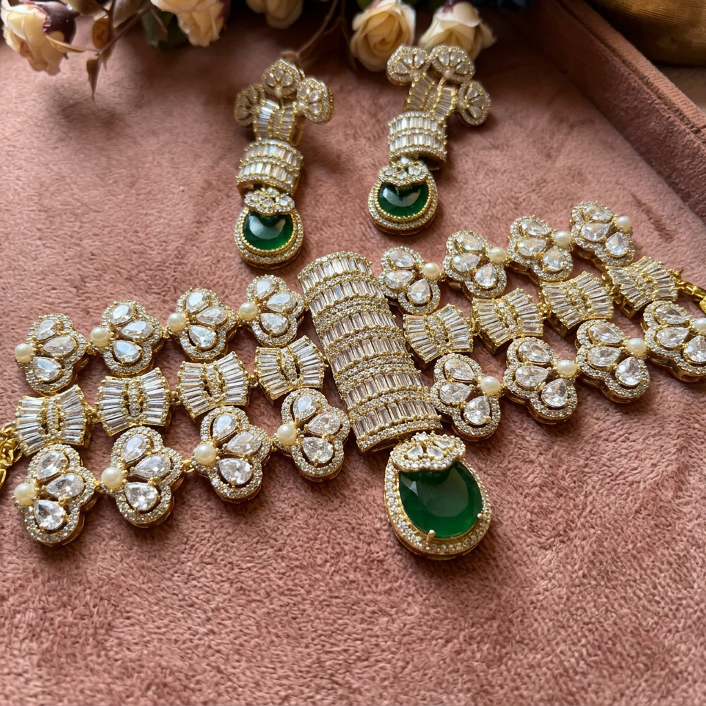 Sabyasachi Inspired Aqua Noor Moissanite Set