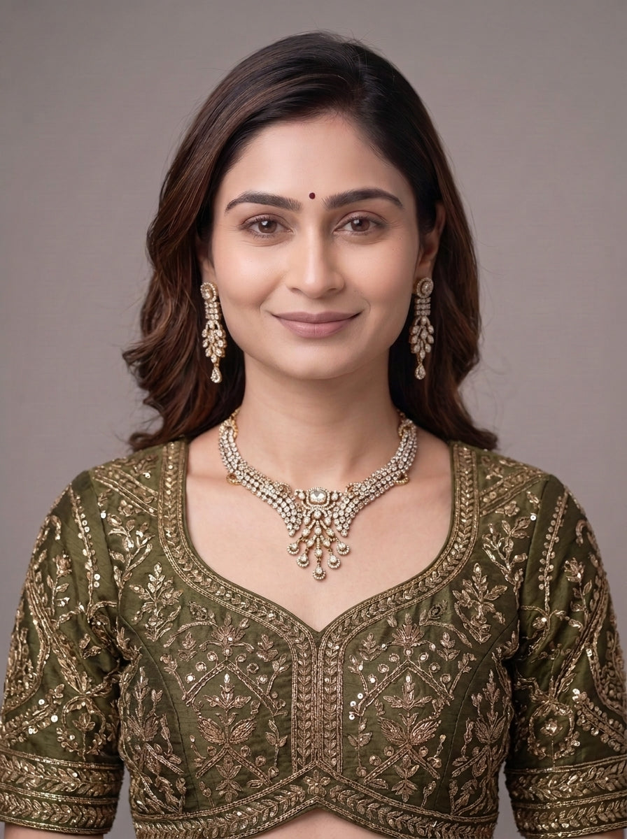 Gold Toned Necklace And Earrings Set