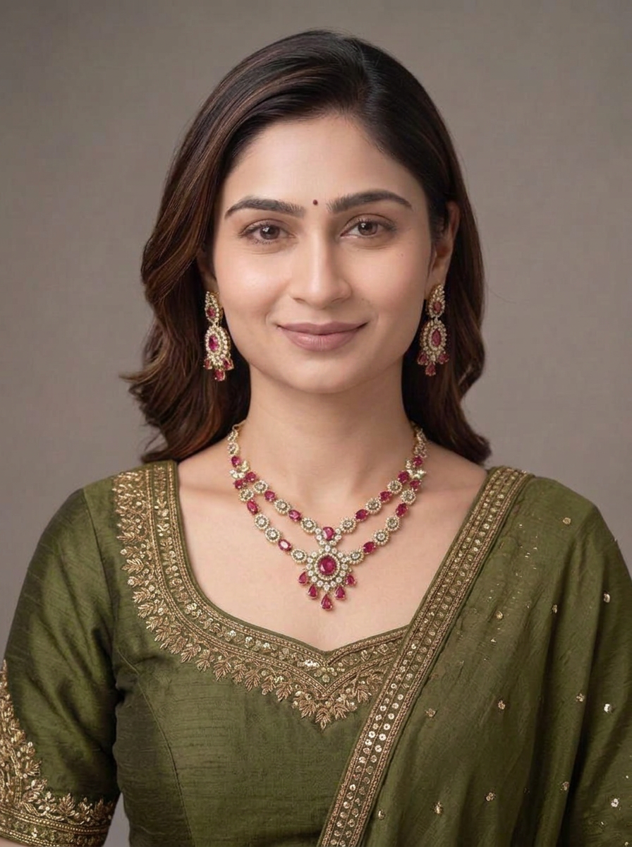 Gold Toned Necklace And Earrings Set