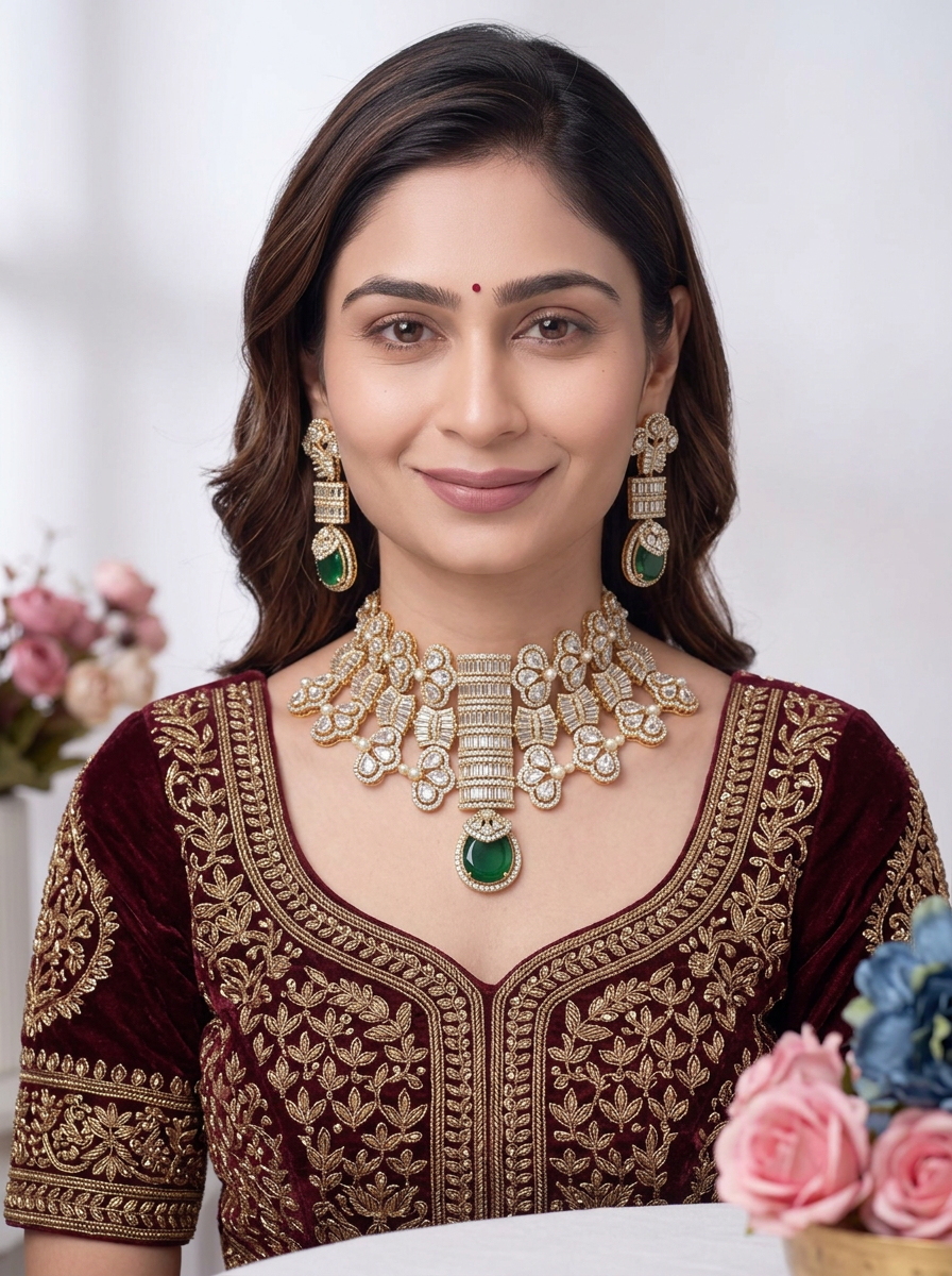 Sabyasachi Inspired Aqua Noor Moissanite Set