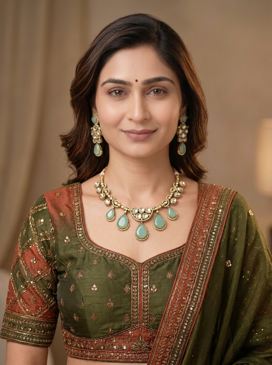 Gold Toned Necklace And Earring Set