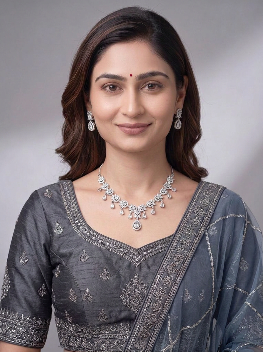 Silver-Tone Necklace And Earrings Set