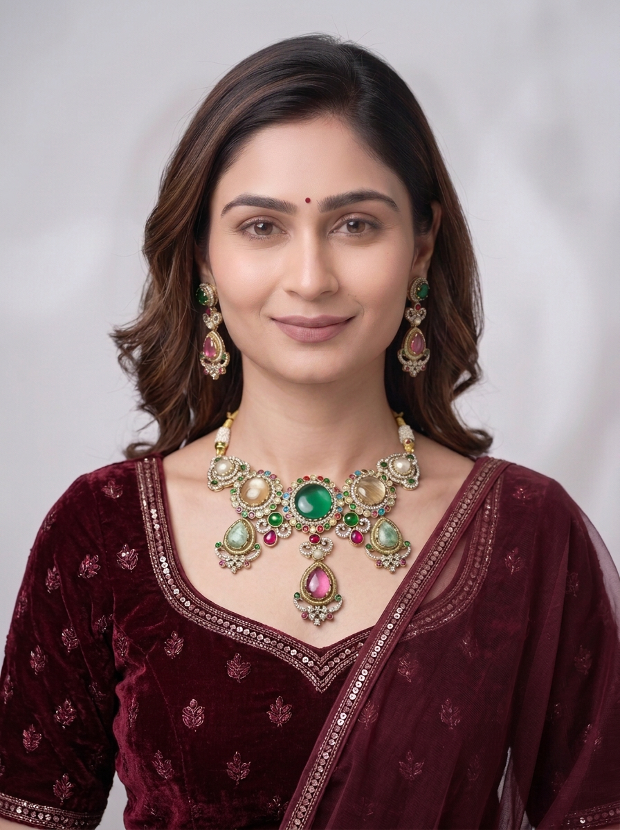 Gold Toned Necklace And Earrings Set