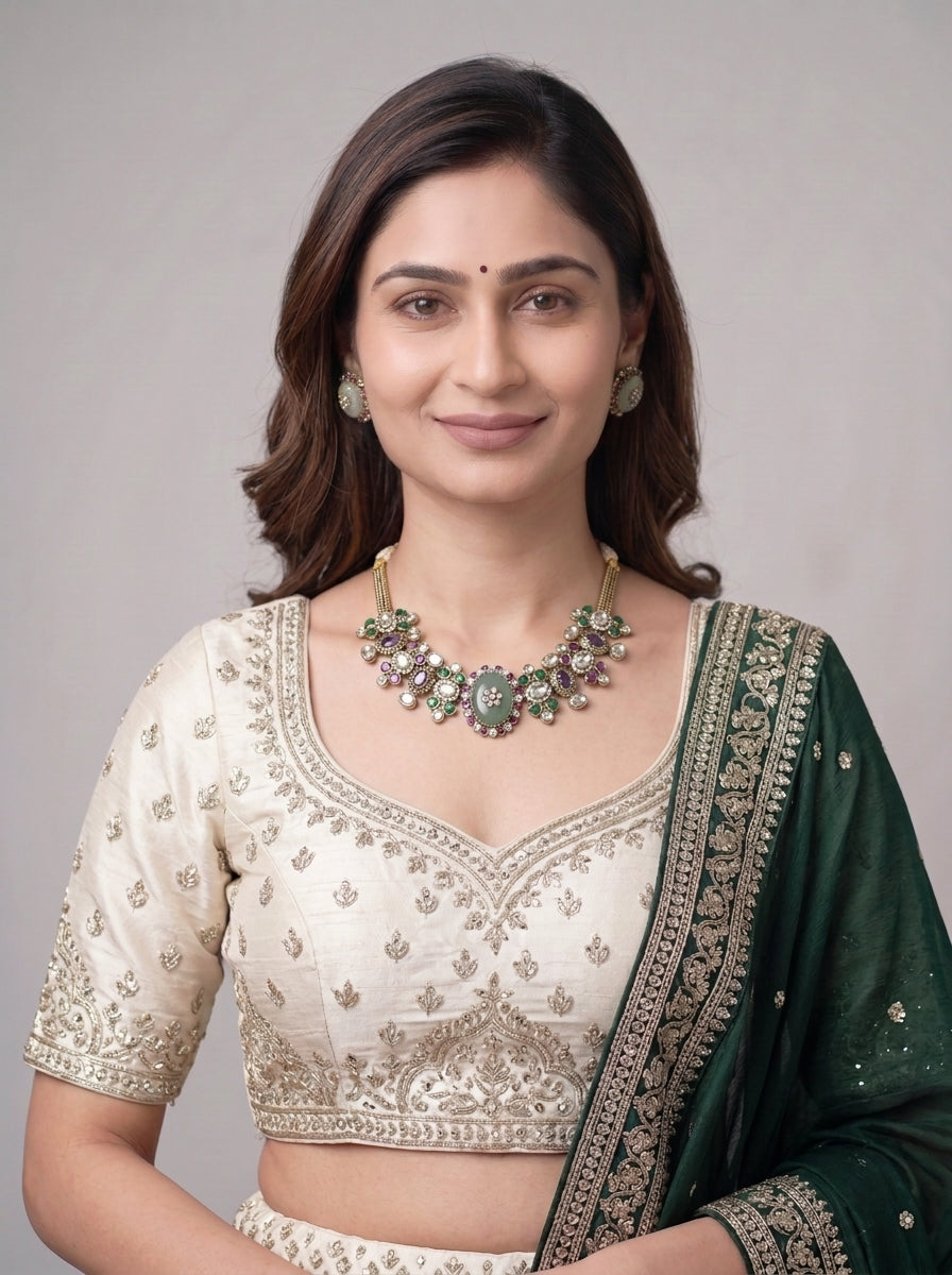 Gold Tone Necklace And Earrings Set