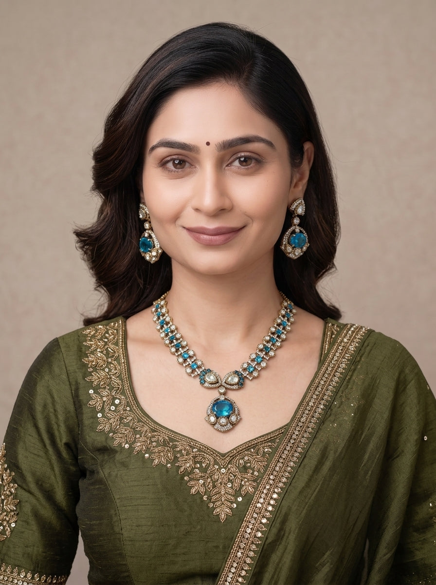 Gold Toned Necklace And Earrings Set