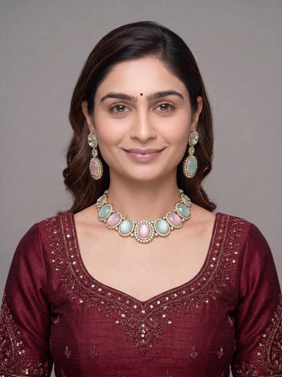 Gold Toned Necklace And Earrings Set