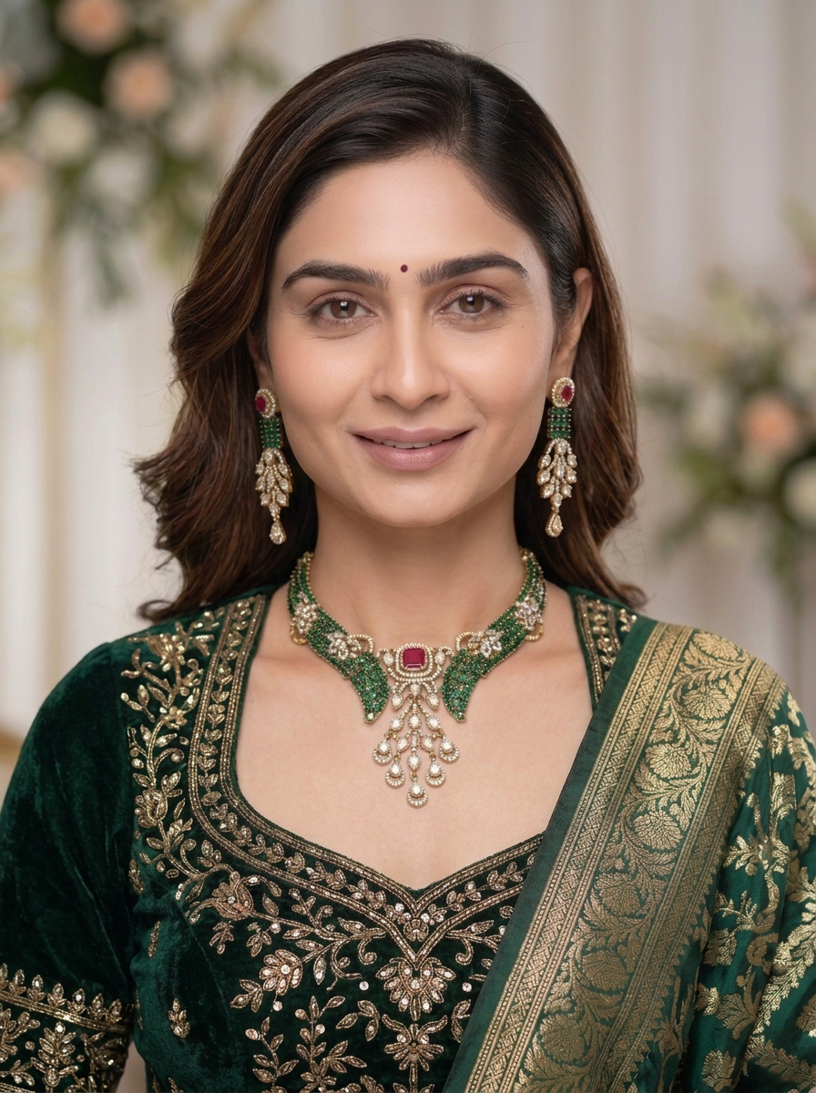 Gold Plated Choker Necklace And Earrings Set
