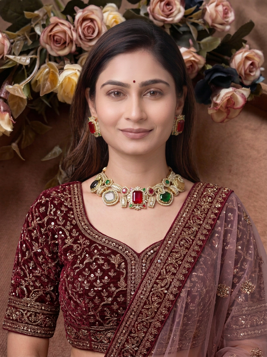 Gold Plated Necklace And Stud Earrings