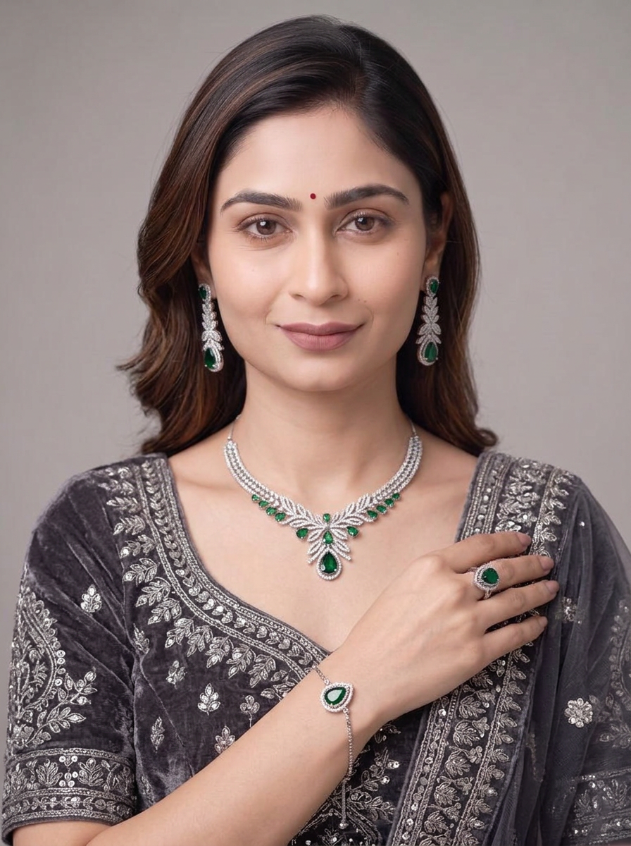 Silver Colored Metal Jewelry Set