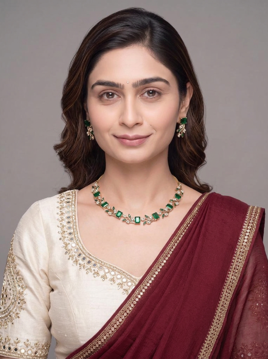 Gold Toned Necklace And Earrings Set
