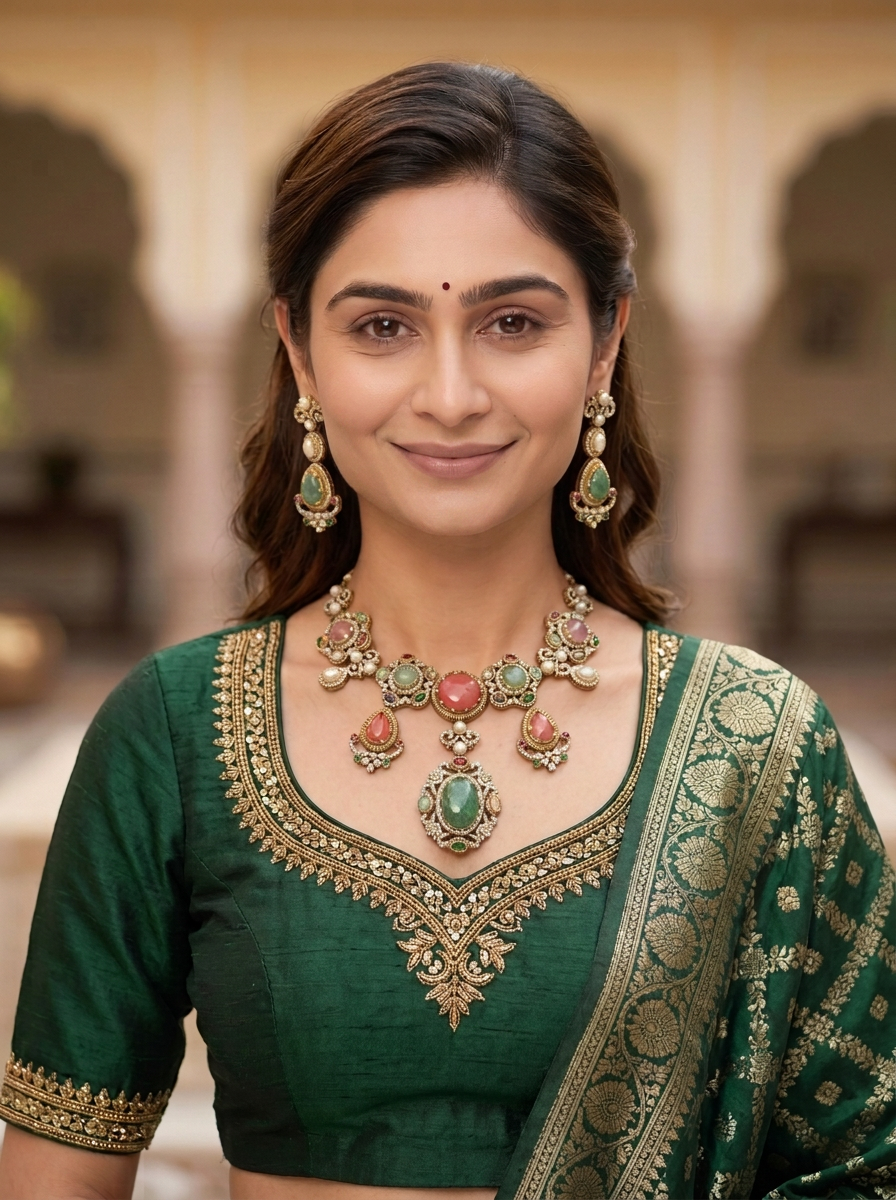 Gold Toned Necklace And Earrings Set