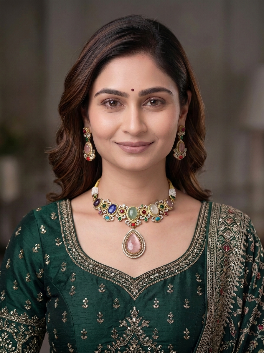 Gold Plated Necklace And Earrings Set