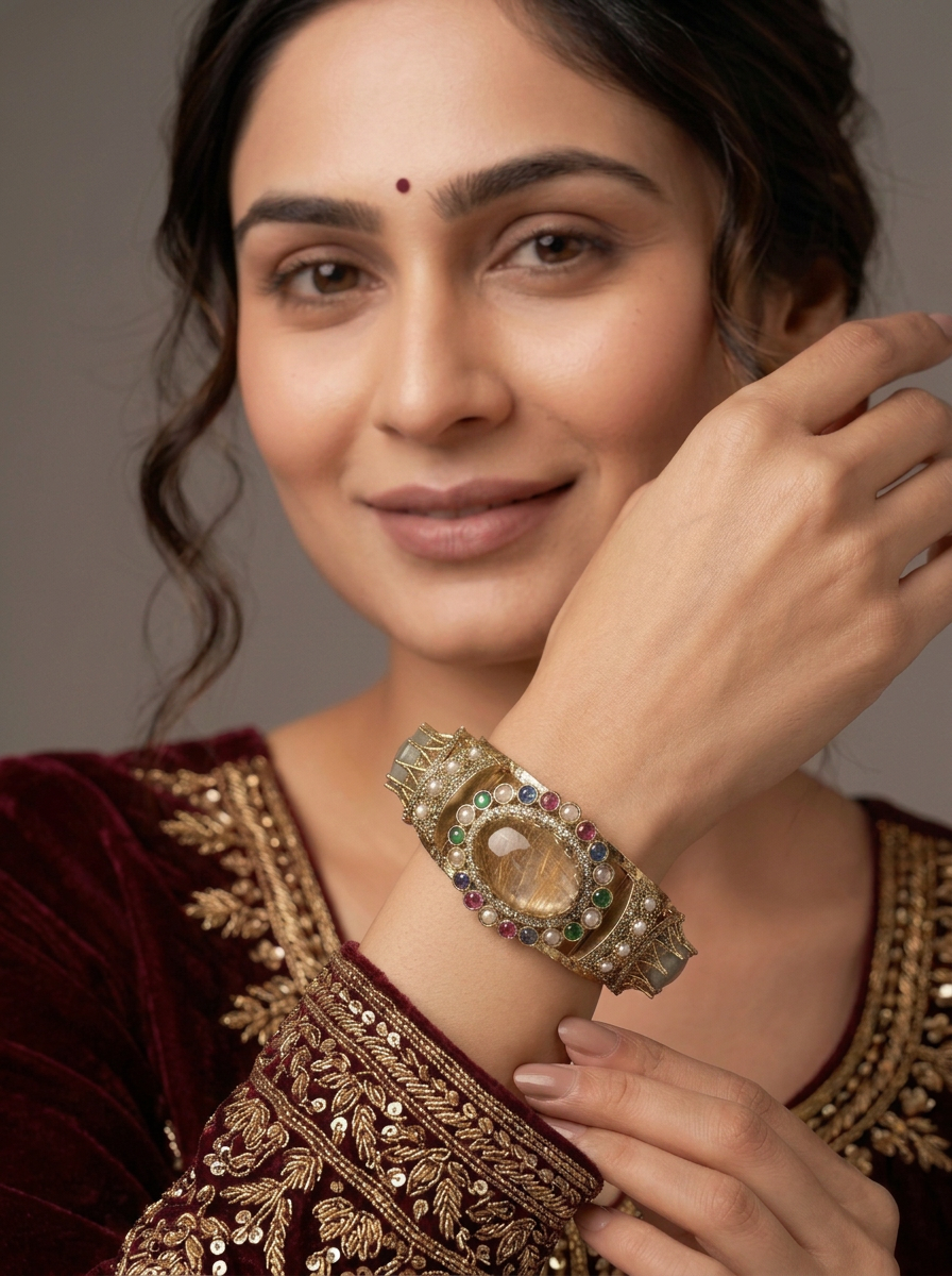 Gold Toned Metal Cuff Bracelet