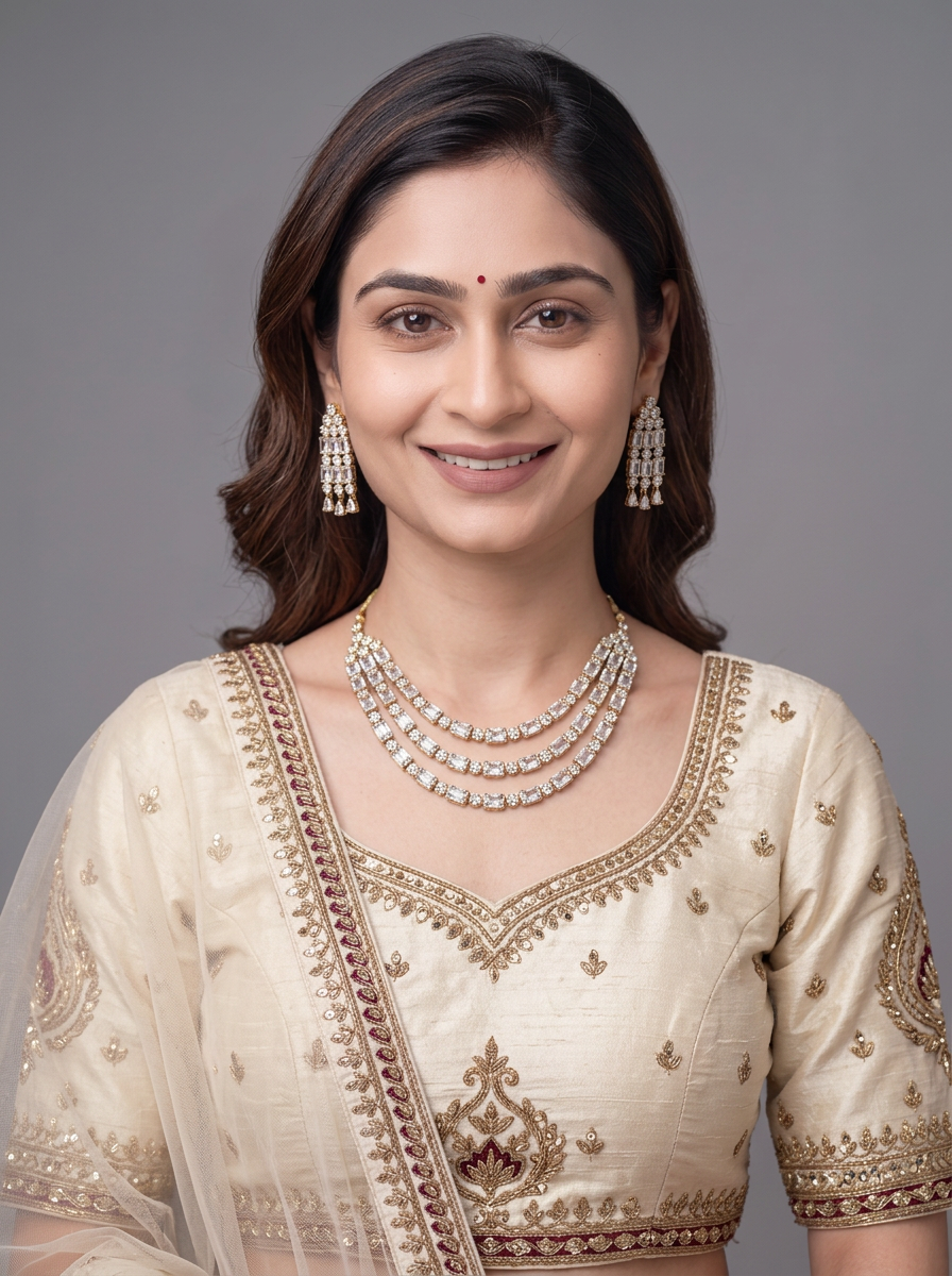 Gold Toned Necklace And Earrings Set