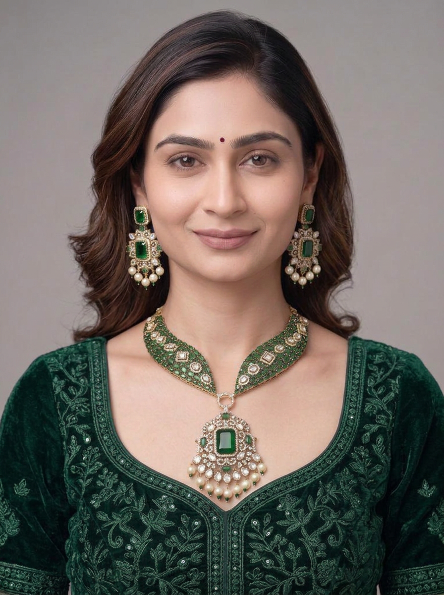 Noor-e-Green Moissanite Set