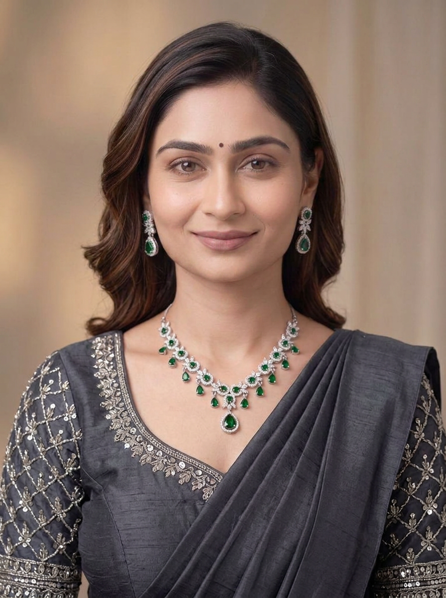 Silver Tone Necklace And Earrings Set