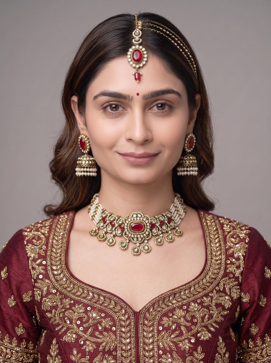 Gold Toned Alloy Bridal Jewelry Set