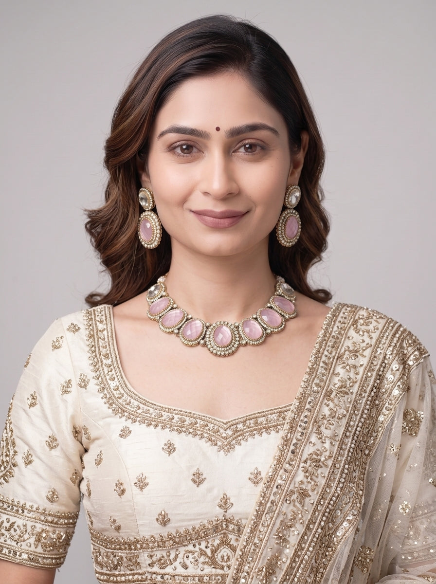 Gold Toned Metal Bridal Or Formal Set