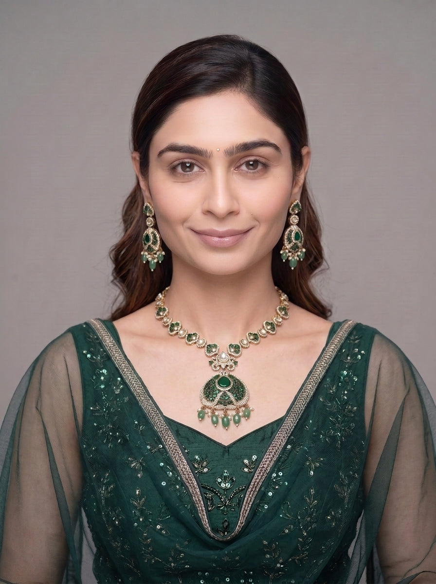 Gold Plated Necklace And Earrings Set