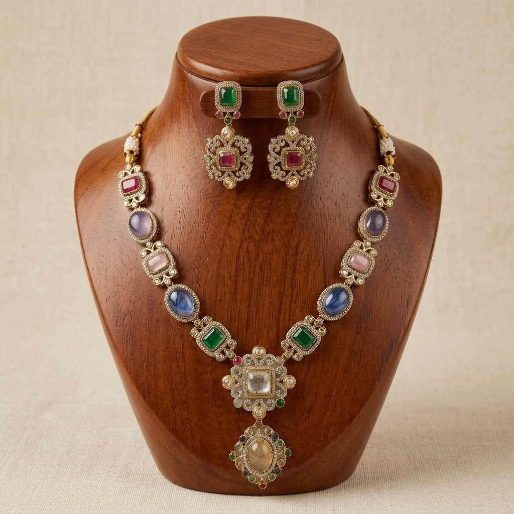 Gold Plated Necklace And Earrings