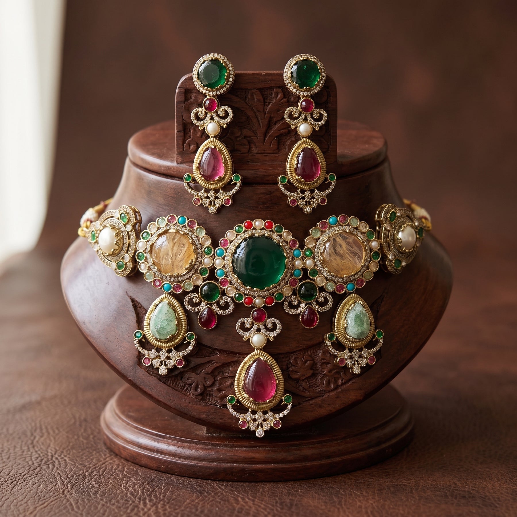 Gold Tone Alloy Necklace And Earring Set