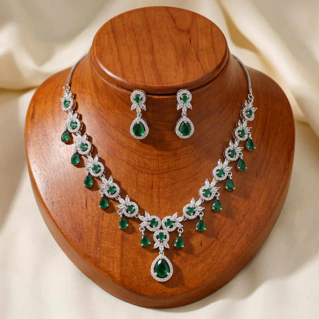 Silver Tone Necklace And Earrings Set