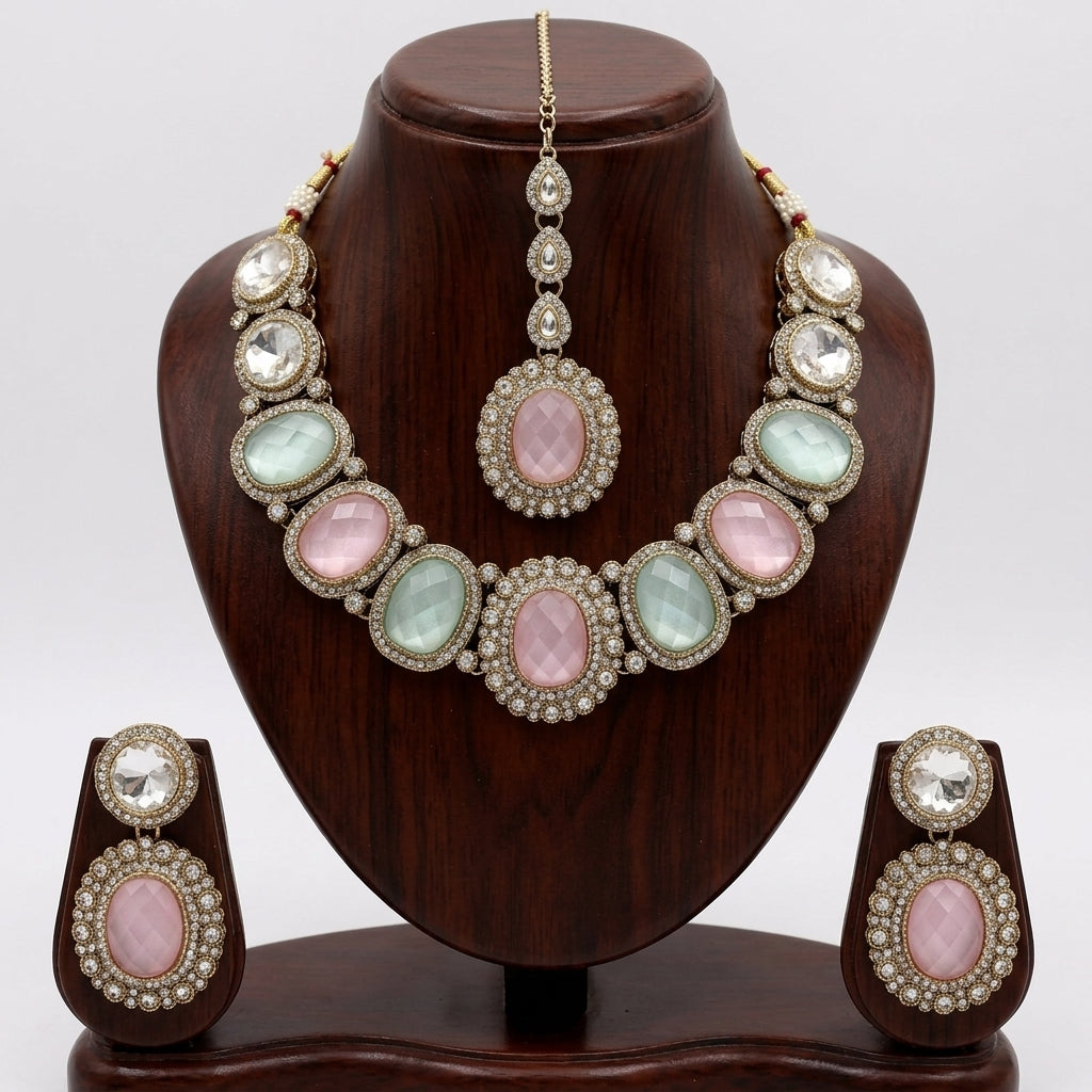 Gold Toned Necklace And Earrings Set