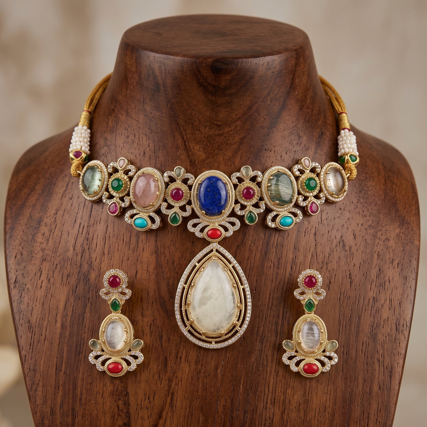 Gold Tone Necklace And Earrings Set