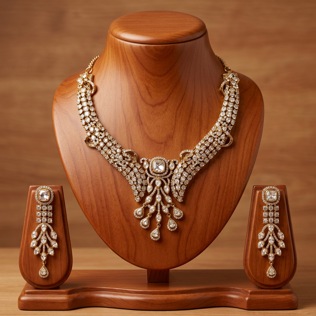 Gold Toned Necklace And Earrings Set