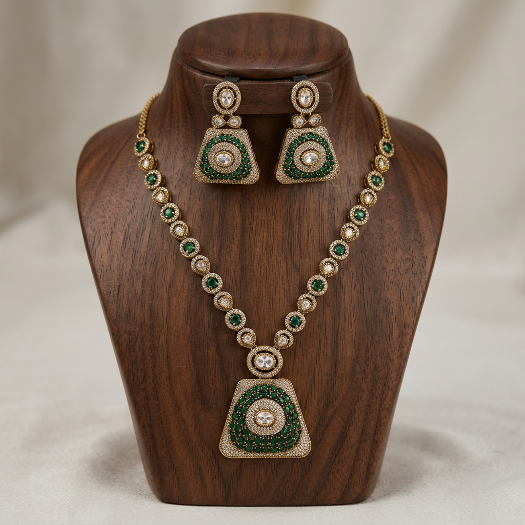 Gold Plated Necklace And Earrings Set