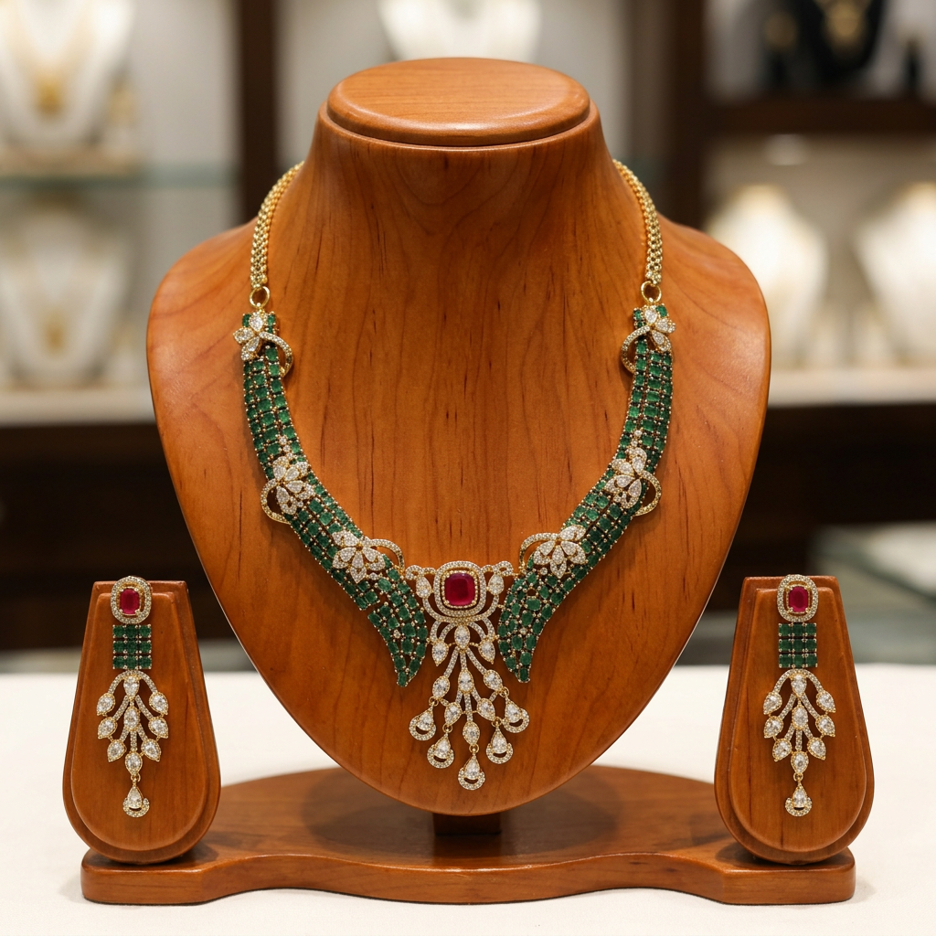 Gold Plated Necklace And Earring Set