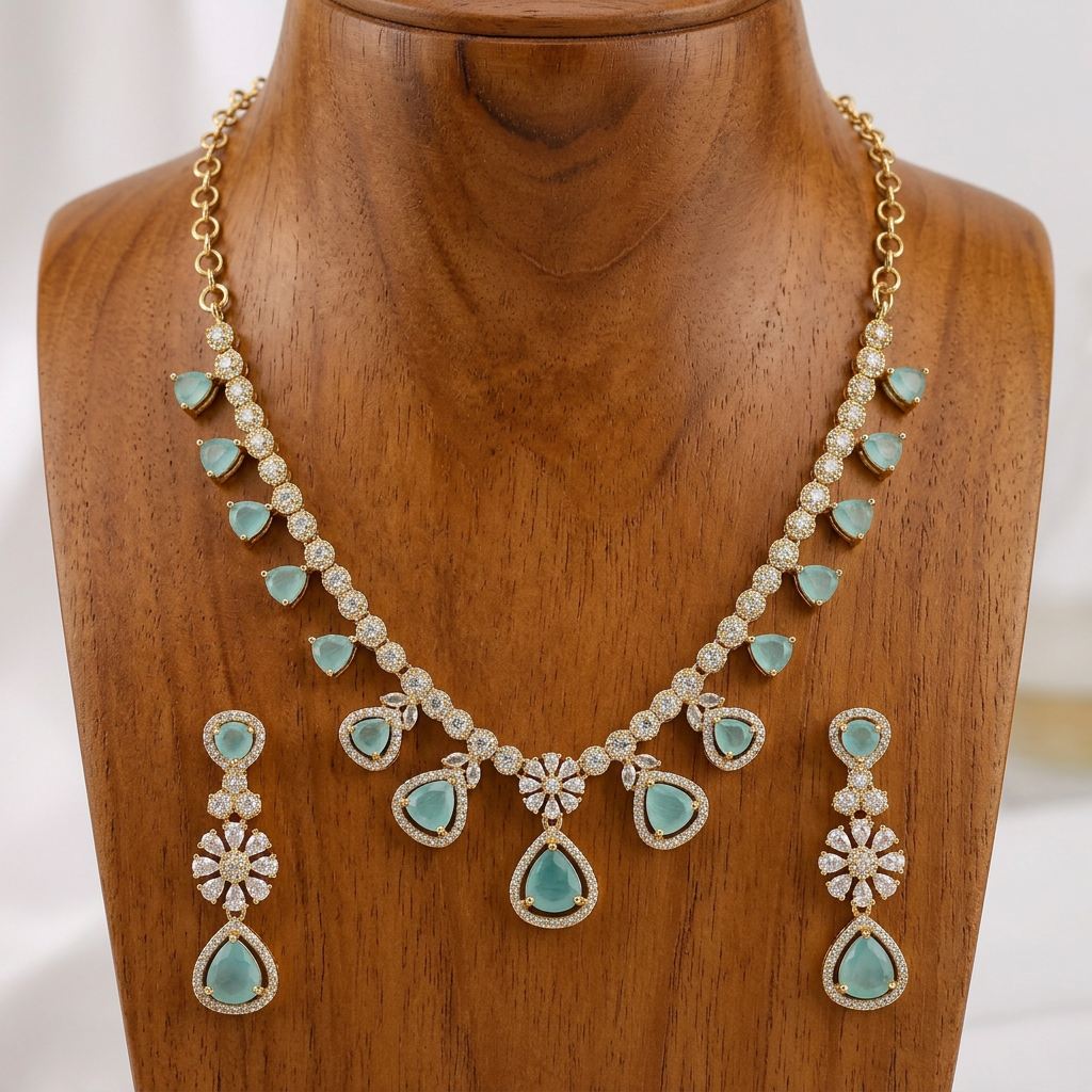 Gold Plated Necklace And Earrings Set