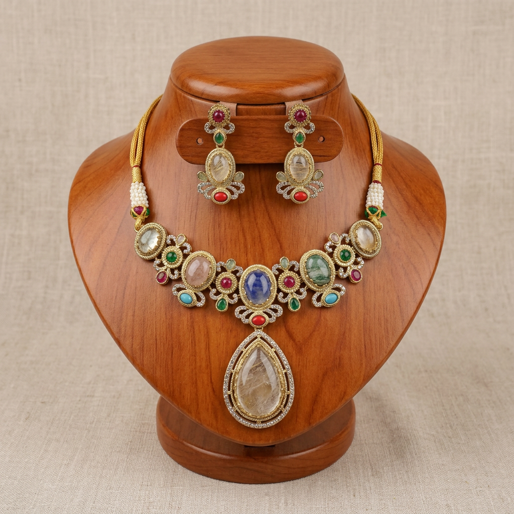 Gold Tone Necklace And Earrings