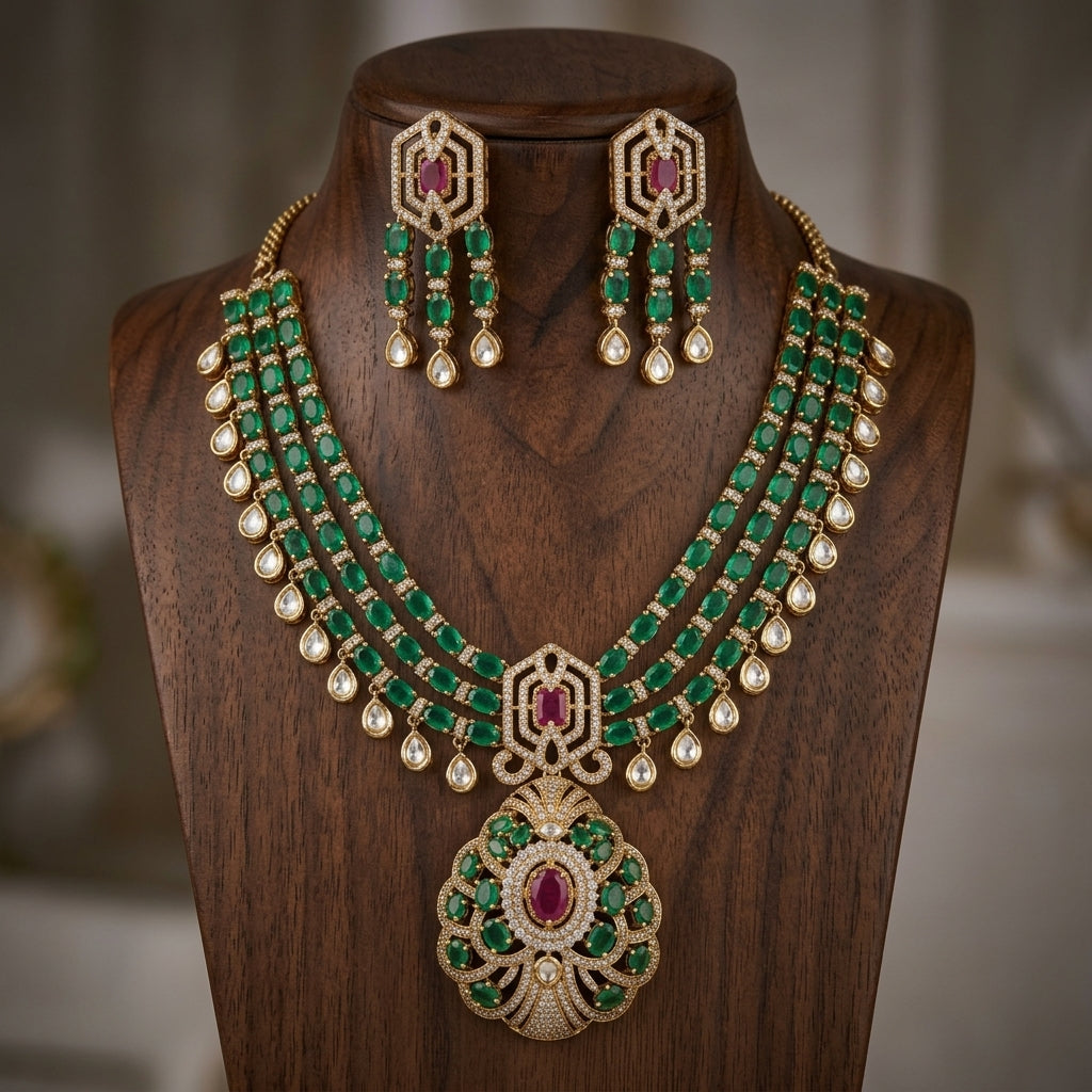 Gold Plated Necklace And Earrings Set