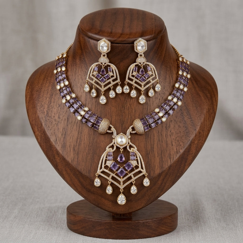 Gold Plated Alloy Choker Necklace And Earrings Set