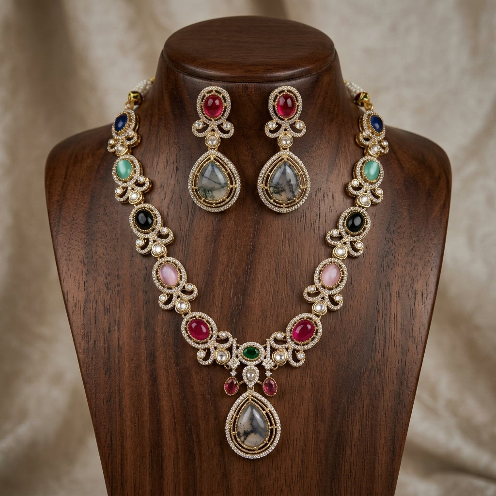 Gold Plated Necklace And Earrings Set