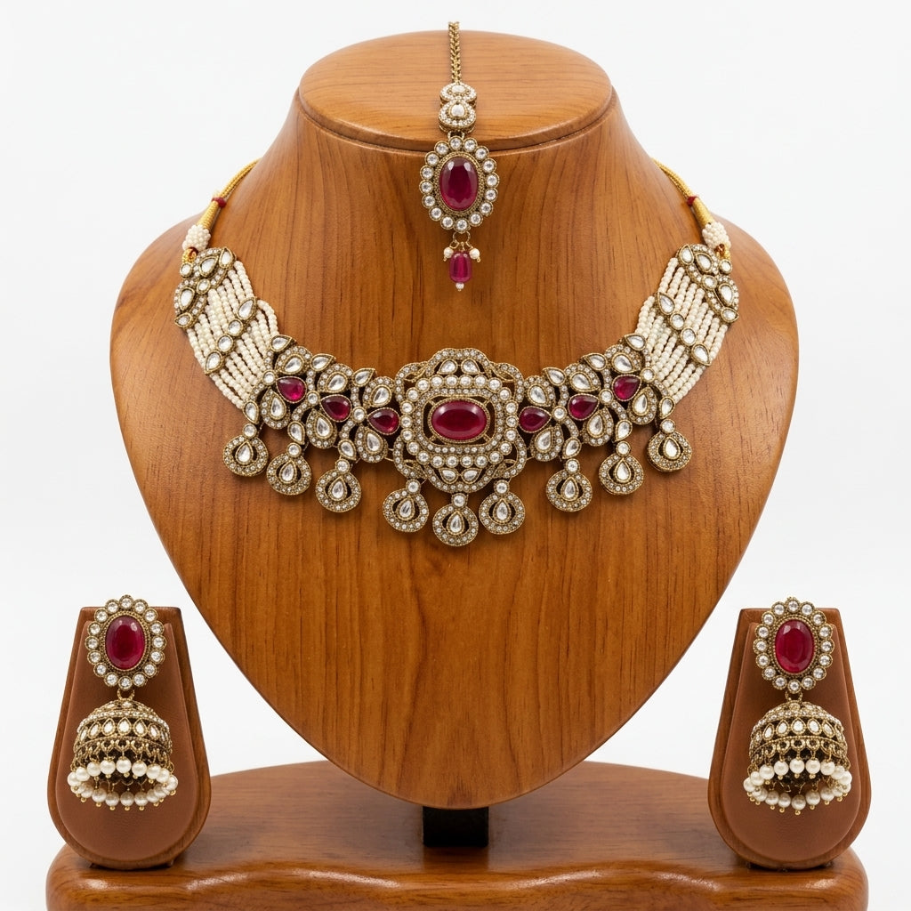 Gold Toned Alloy Bridal Jewelry Set