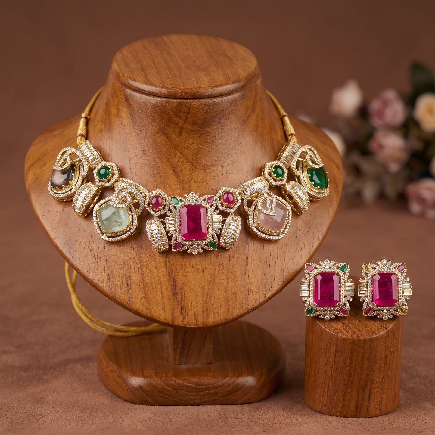 Gold Plated Necklace And Earrings Set