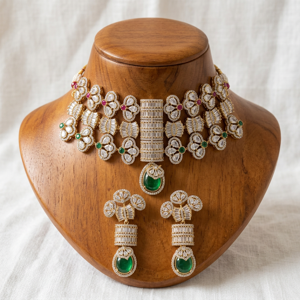 Gold Tone Necklace And Earring Set
