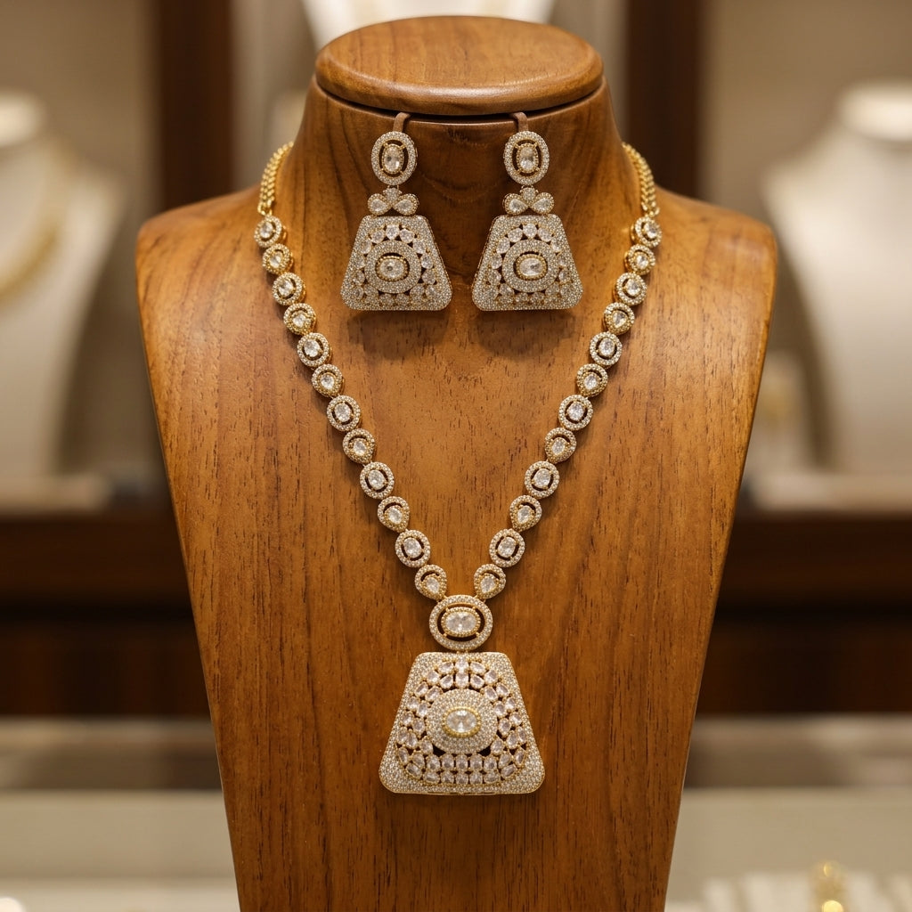 Gold Plated Necklace And Earrings Set
