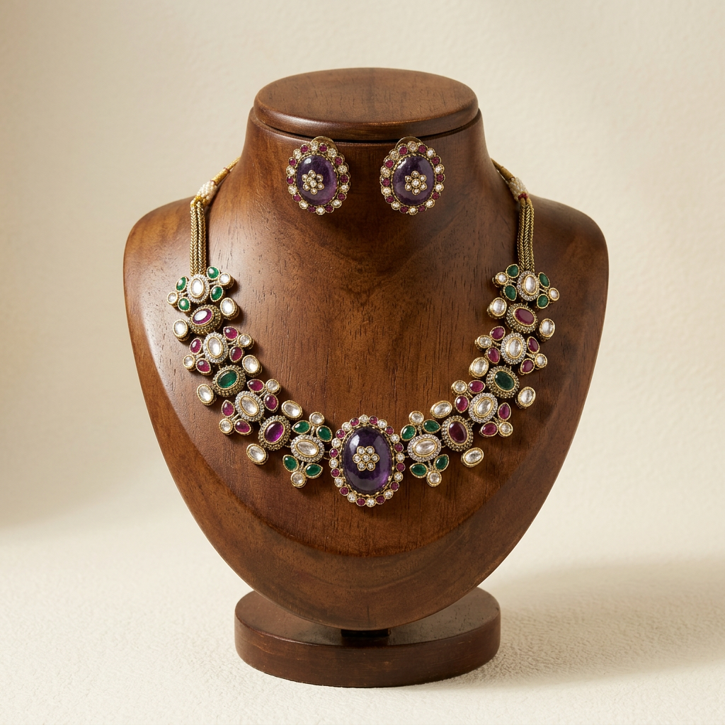 Gold Plated Necklace And Earrings Set