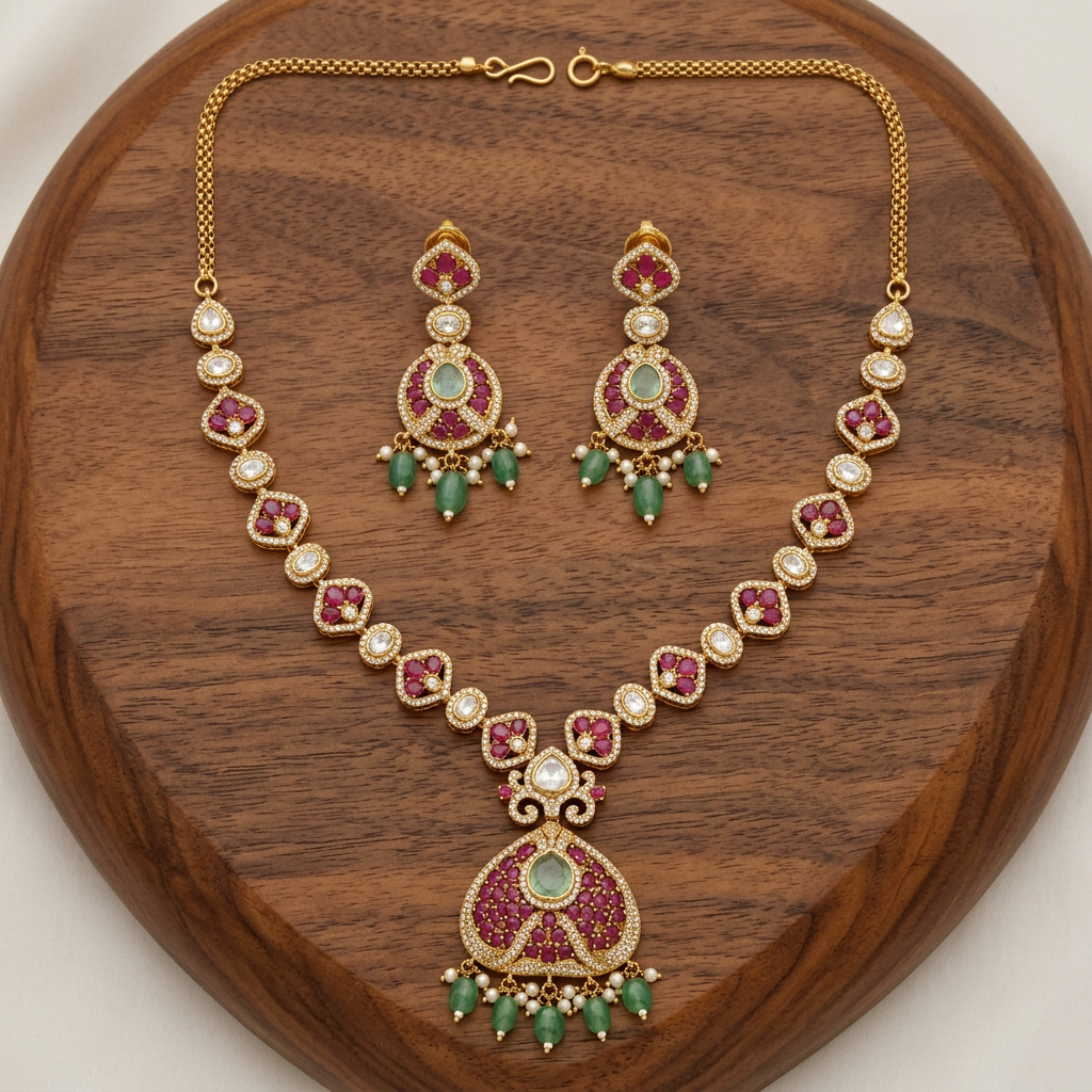 Gold Plated Necklace And Earrings Set