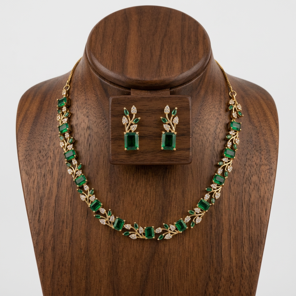 Gold Toned Necklace And Earrings Set