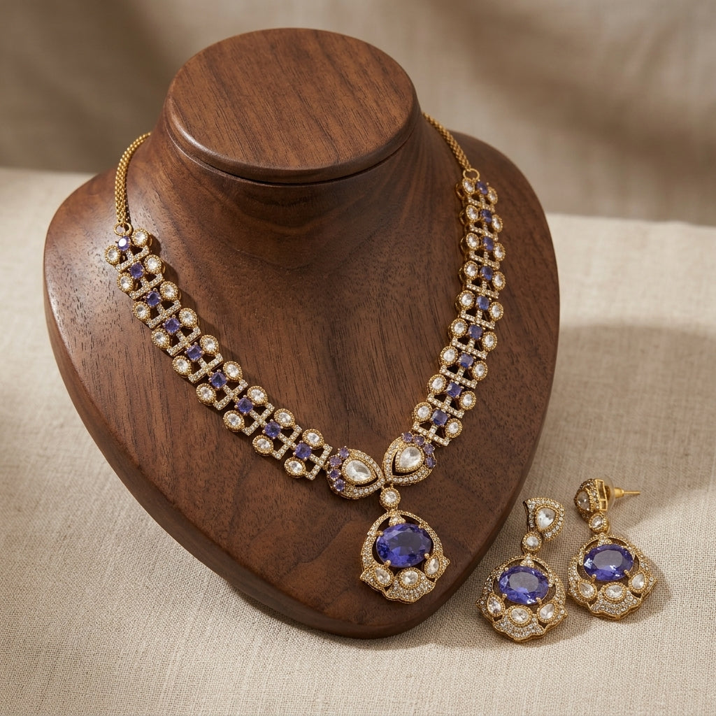 Gold Tone Necklace And Earrings Set