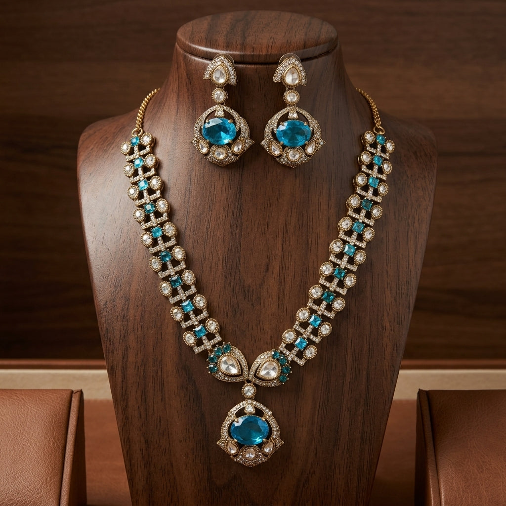 Gold Toned Necklace And Earrings Set