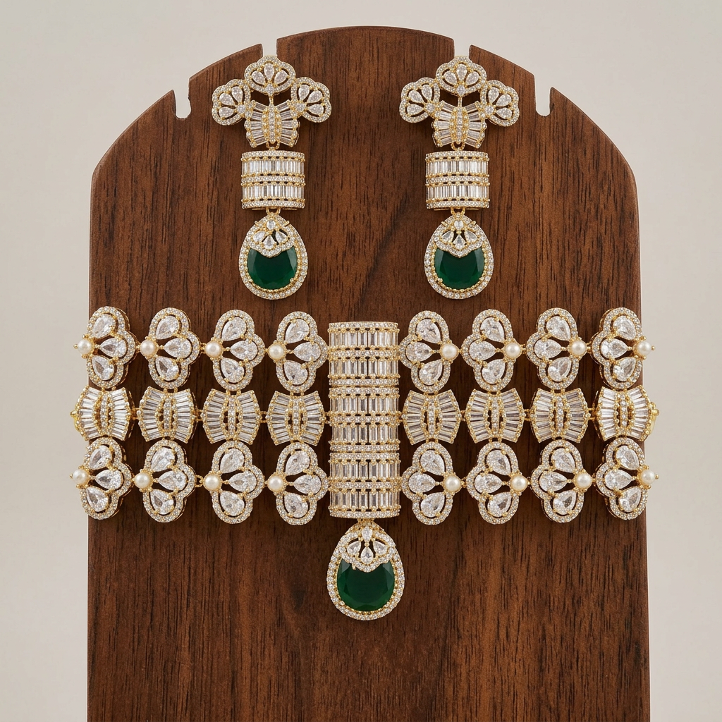 Sabyasachi Inspired Aqua Noor Moissanite Set