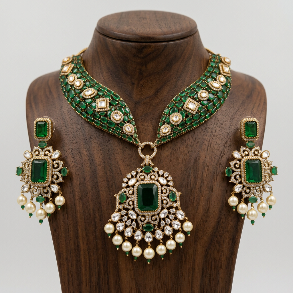 Noor-e-Green Moissanite Set