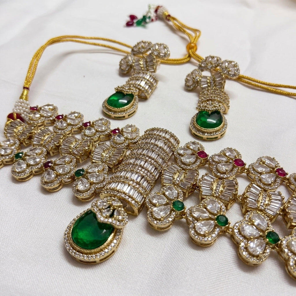 Gold Tone Necklace And Earring Set