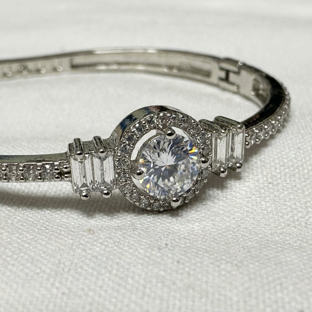 Silver-Tone Metal Bangle Bracelet